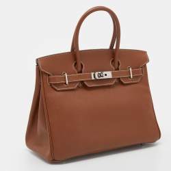 Pre Owned Hermes Gold Epsom Leather Palladium Hardware Birkin 30 Bag