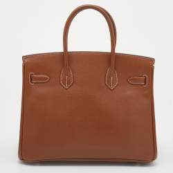 Pre Owned Hermes Gold Epsom Leather Palladium Hardware Birkin 30 Bag