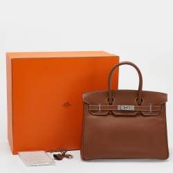 Pre Owned Hermes Gold Epsom Leather Palladium Hardware Birkin 30 Bag