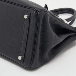 Hermes Black Taurillon Clemence Leather Palladium Hardware Birkin 30 Bag
