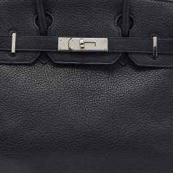 Hermes Black Taurillon Clemence Leather Palladium Hardware Birkin 30 Bag
