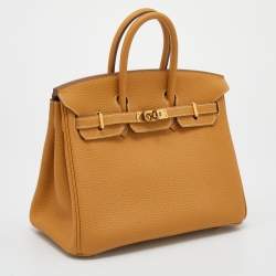 Hermes Natural Sable Togo Leather Gold Hardware Birkin 25 Bag