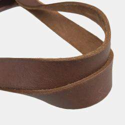 Pre Owned Hermes Bag Ladies Tote Ale Kabas MM Toile Officier Brown Leather F Engraved