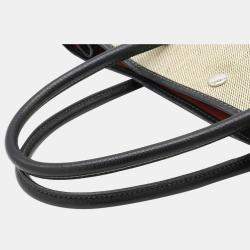 مملوكة مسبقًا Hermes Garden Party PM Bolduk Pattern Tote Bag Handbag Toile Ash Leather Gray Black