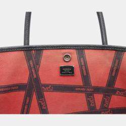 مملوكة مسبقًا Hermes Garden Party PM Bolduk Pattern Tote Bag Handbag Toile Ash Leather Gray Black