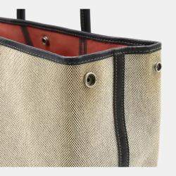 مملوكة مسبقًا Hermes Garden Party PM Bolduk Pattern Tote Bag Handbag Toile Ash Leather Gray Black