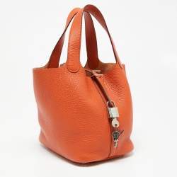 مملوكة مسبقًا Hermes Cuivre Clemence Leather Picotin Lock 18 Bag