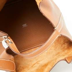 Pre Owned Hermes Gold Clemence Leather Picotin Lock 22 Bag