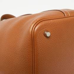 Pre Owned Hermes Gold Clemence Leather Picotin Lock 22 Bag