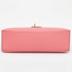 Pre Owned Hermes Rose Lipstick Swift Leather Gold Hardware Kelly Pochette