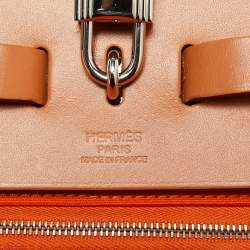 Pre Owned Hermés Orange/Natural Canvas and Leather Herbag Zip 39 Bag