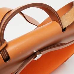 Pre Owned Hermés Orange/Natural Canvas and Leather Herbag Zip 39 Bag