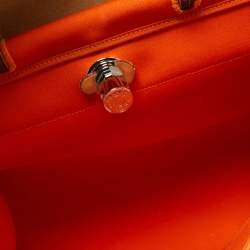 Pre Owned Hermés Orange/Natural Canvas and Leather Herbag Zip 39 Bag