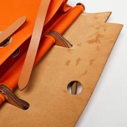 Pre Owned Hermés Orange/Natural Canvas and Leather Herbag Zip 39 Bag