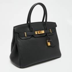 Hermes Black Togo Leather Gold Finish Birkin 30 Bag