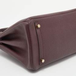 Hermes Bordeaux Togo Leather Gold Plated Hardware Birkin 30 Bag