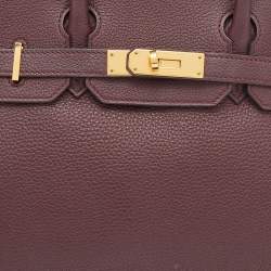 Hermes Bordeaux Togo Leather Gold Plated Hardware Birkin 30 Bag