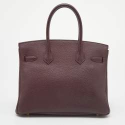 Hermes Bordeaux Togo Leather Gold Plated Hardware Birkin 30 Bag