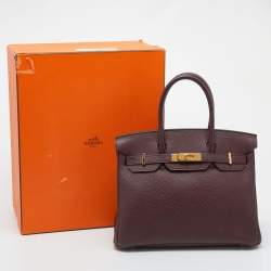Hermes Bordeaux Togo Leather Gold Plated Hardware Birkin 30 Bag
