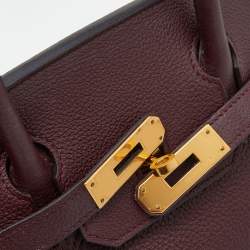 Hermes Bordeaux Togo Leather Gold Plated Hardware Birkin 30 Bag