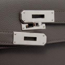 Pre Owned Hermes Etain Evercolor Leather Kelly Depeches 25 Pouch