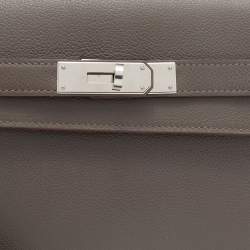 Pre Owned Hermes Etain Evercolor Leather Kelly Depeches 25 Pouch