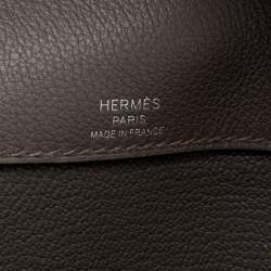 Pre Owned Hermes Etain Evercolor Leather Kelly Depeches 25 Pouch