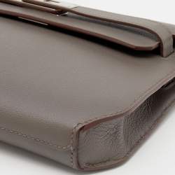 Pre Owned Hermes Etain Evercolor Leather Kelly Depeches 25 Pouch