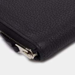 Pre Owned Hermes Black Clemence Leather Azap Vertical Wallet