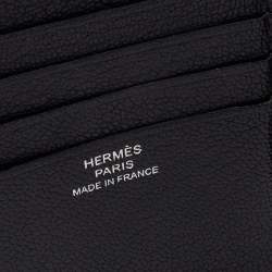 Pre Owned Hermes Black Clemence Leather Azap Vertical Wallet
