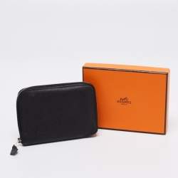 Pre Owned Hermes Black Clemence Leather Azap Vertical Wallet