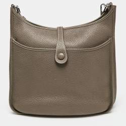 Pre Owned Hermes Etoupe Togo Leather Evelyne III PM Bag