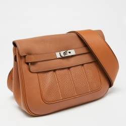 Pre Owned Hermes Gold Swift Leather Palladium Finish Berline Bag