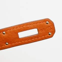 Pre Owned Hermes Potiron Taurillon Clemence Leather Palladium Finish Birkin 35 Bag