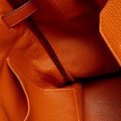 Pre Owned Hermes Potiron Taurillon Clemence Leather Palladium Finish Birkin 35 Bag