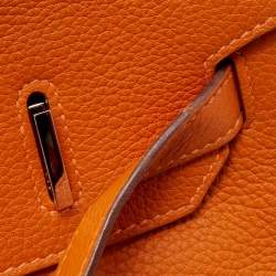 Pre Owned Hermes Potiron Taurillon Clemence Leather Palladium Finish Birkin 35 Bag