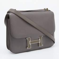 Pre Owned Hermes Etain Evercolor Palladium Plated Constance 24 Bag
