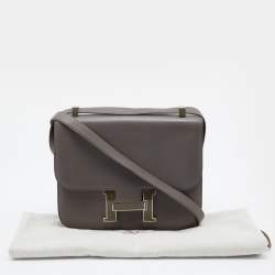 Pre Owned Hermes Etain Evercolor Palladium Plated Constance 24 Bag