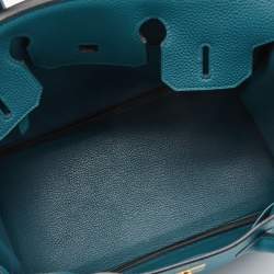 Pre Owned Hermes Bleu de Galice Togo Leather Gold Finish Birkin 30 Bag