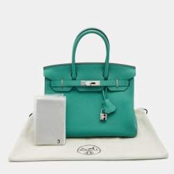 Hermes Vert Vertigo Togo Leather Palladium Finish Birkin 30 Bag