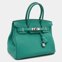 Hermes Vert Vertigo Togo Leather Palladium Finish Birkin 30 Bag