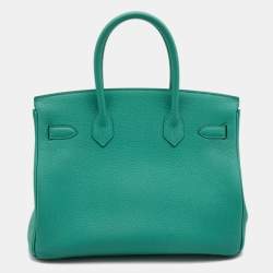 Hermes Vert Vertigo Togo Leather Palladium Finish Birkin 30 Bag