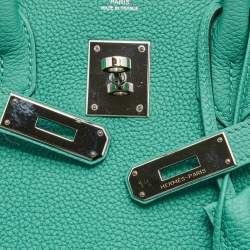 Hermes Vert Vertigo Togo Leather Palladium Finish Birkin 30 Bag