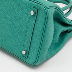 Hermes Vert Vertigo Togo Leather Palladium Finish Birkin 30 Bag