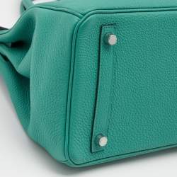 Hermes Vert Vertigo Togo Leather Palladium Finish Birkin 30 Bag