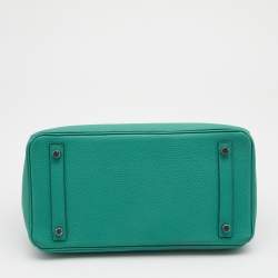 Hermes Vert Vertigo Togo Leather Palladium Finish Birkin 30 Bag