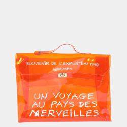 Hermes Orange Vinyl Souvenir De L'Exposition Kelly Bag