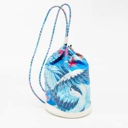 Hermes Multicolor Silk Blend and Leather Soie Cool Bag