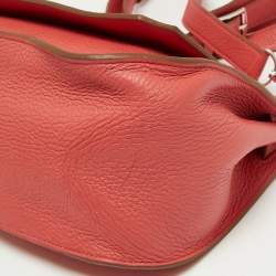 Pre Owned Hermes Rouge Pivoine Togo Leather Jypsiere 28 Bag