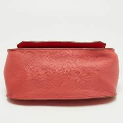 Pre Owned Hermes Rouge Pivoine Togo Leather Jypsiere 28 Bag